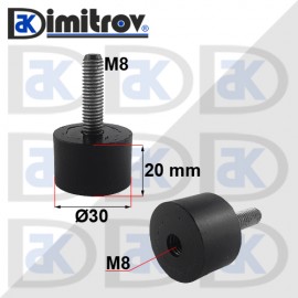 Антивибрационен тампон М 8 х Ø 30 х 20 mm